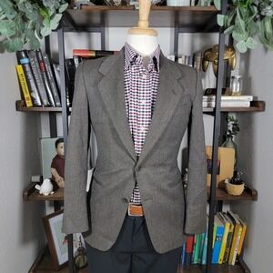 VTG Montebello Men's Flannel Sport‎ Coat Two Button Brown Virgin Wool 37S ITALY